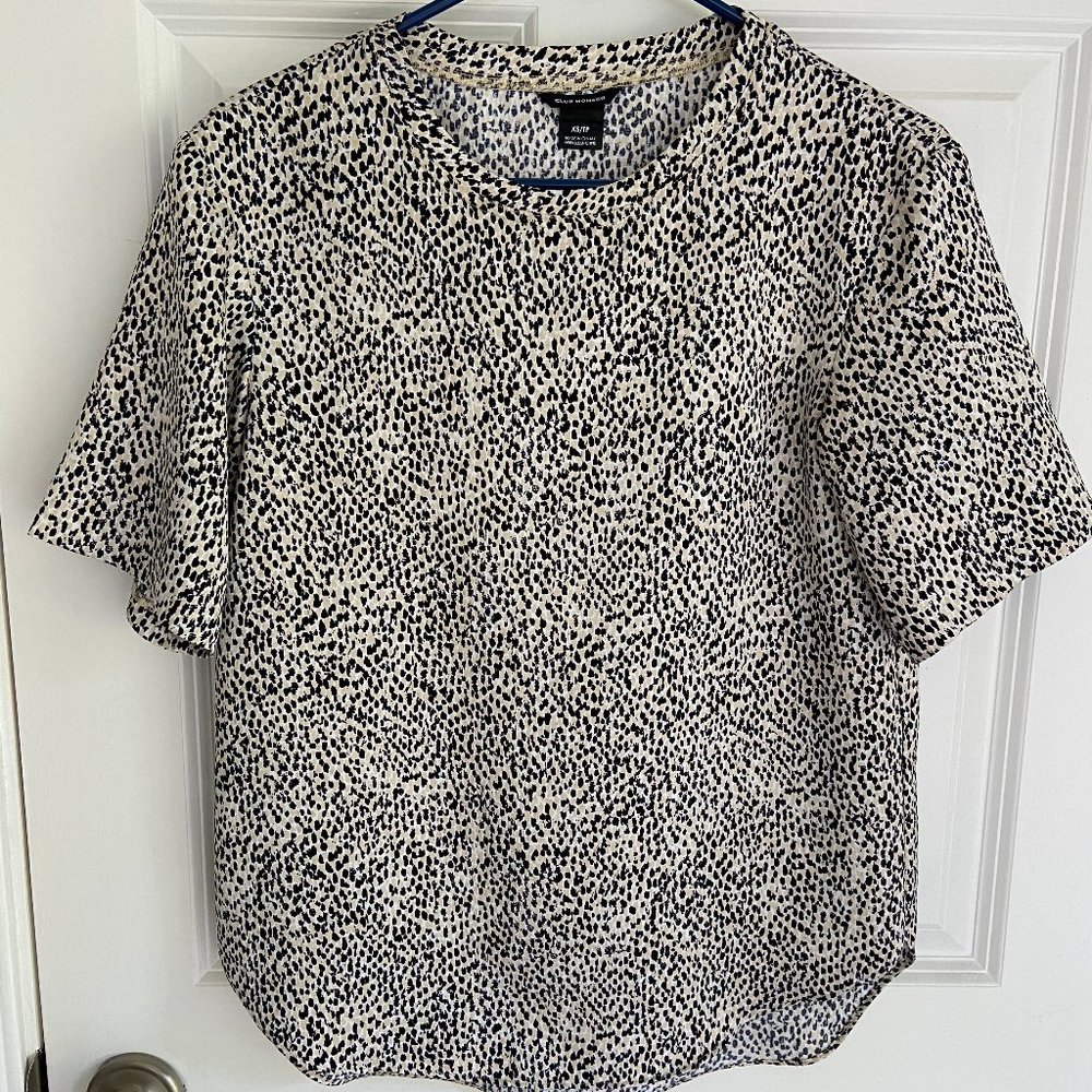 Club Monaco Leopard Print Short Sleeve Blouse